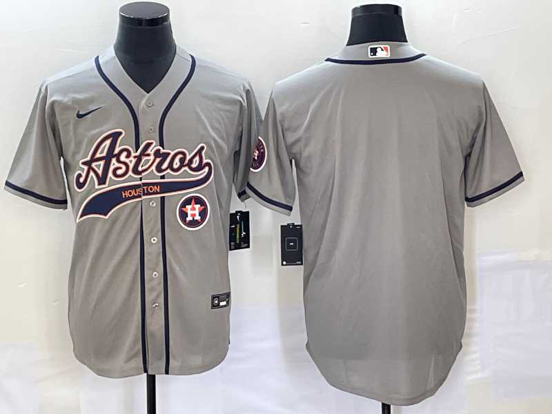 Men%27s Houston Astros Blank Grey Cool Base Stitched Baseball Jerseys